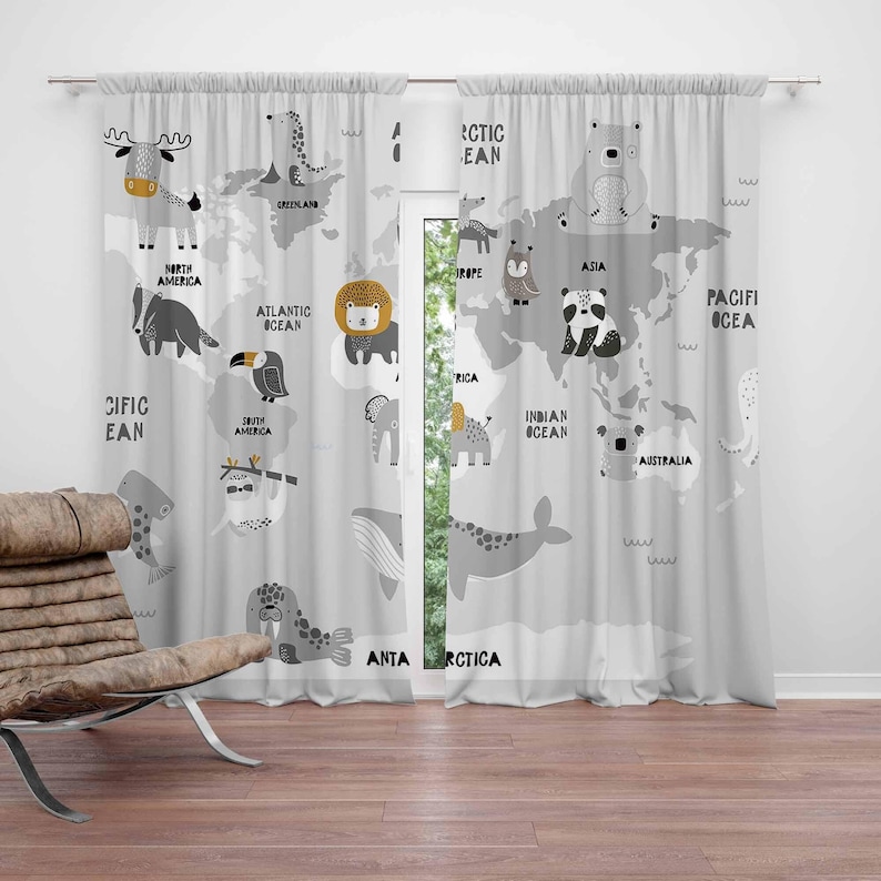 Baby Nursery Youtube - World Map Nursery Curtains Safari Animals