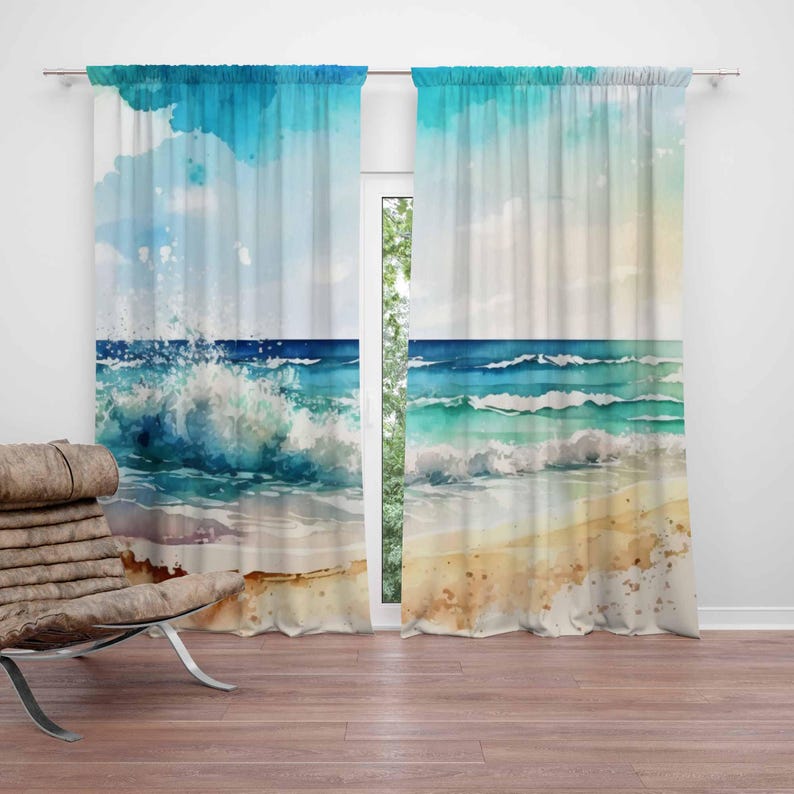 Baby Nursery Youtube - Sea Wave Curtains Ocean Nature Bedroom