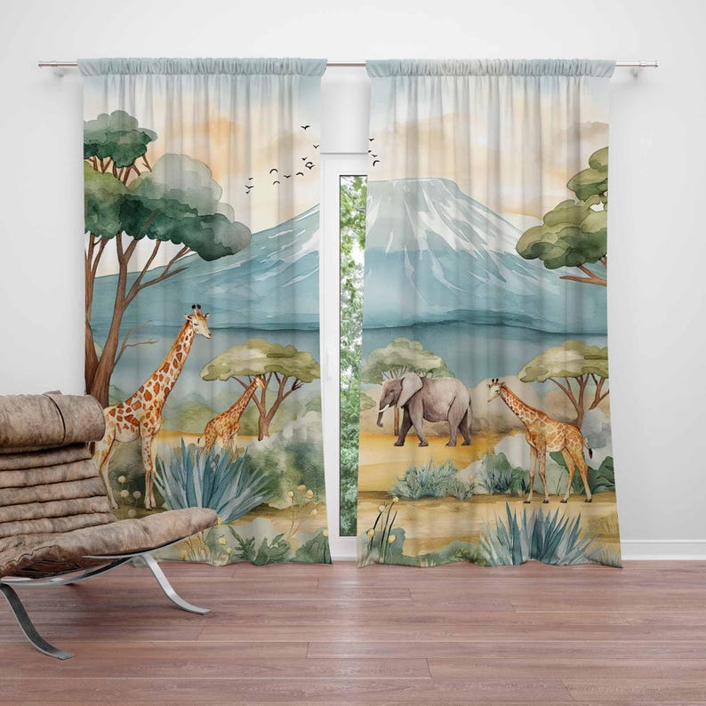 Baby Nursery Youtube - Safari Animals Kids Curtains Baby Boy