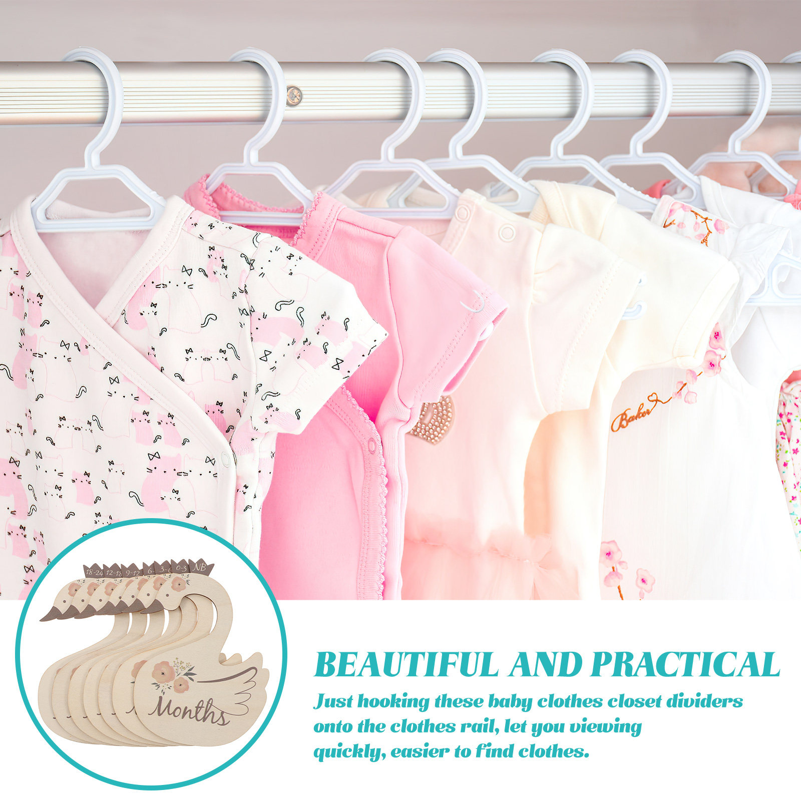 7Pcs Swan Baby Clothes Size Di - Baby Nursery Wardrobe review and price