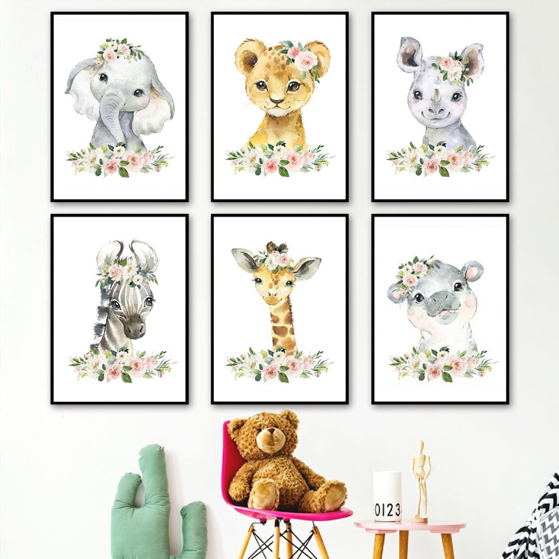 Floral Jungle Animals Canvas P - Baby Nursery Prints review and price