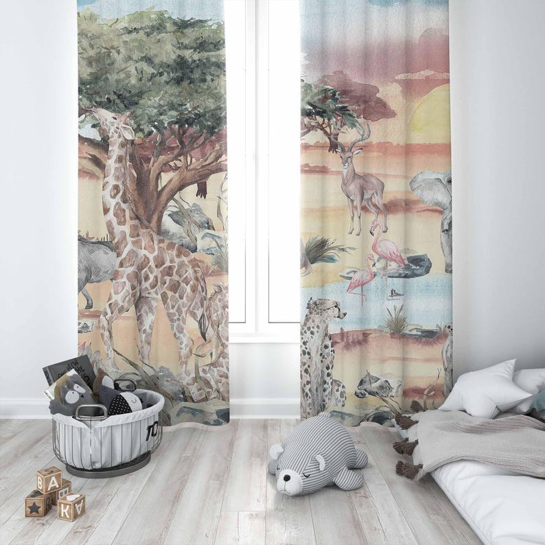 Safari Animals Curtain Kids Be - Baby Nursery Youtube review and price