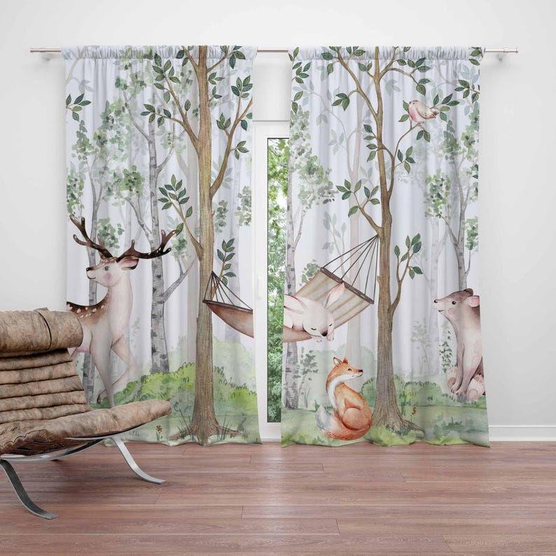 Woodland Animals Curtains Kids - Baby Nursery Youtube review and price