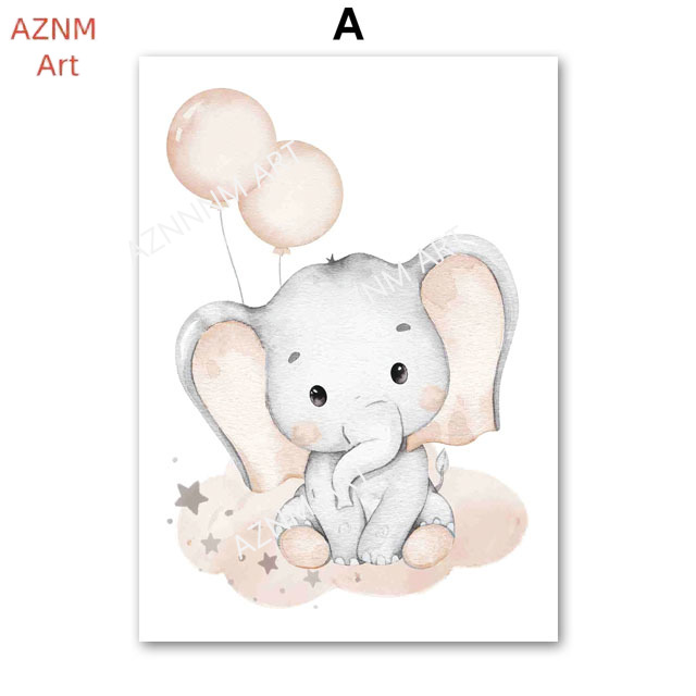 Elephant Balloon Rainbow Moon  - Baby Nursery Artwork review and price