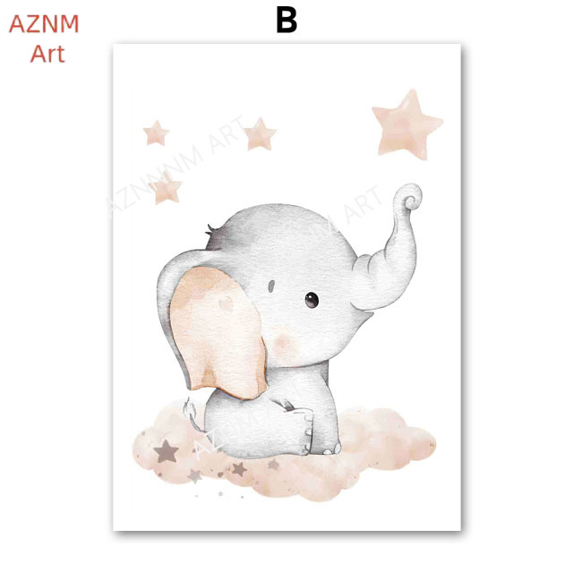 Elephant Balloon Rainbow Moon  - Baby Nursery Artwork review and price