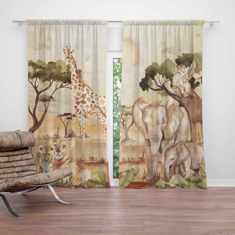 Mom and Baby Curtains Safari A - Baby Nursery Youtube review and price
