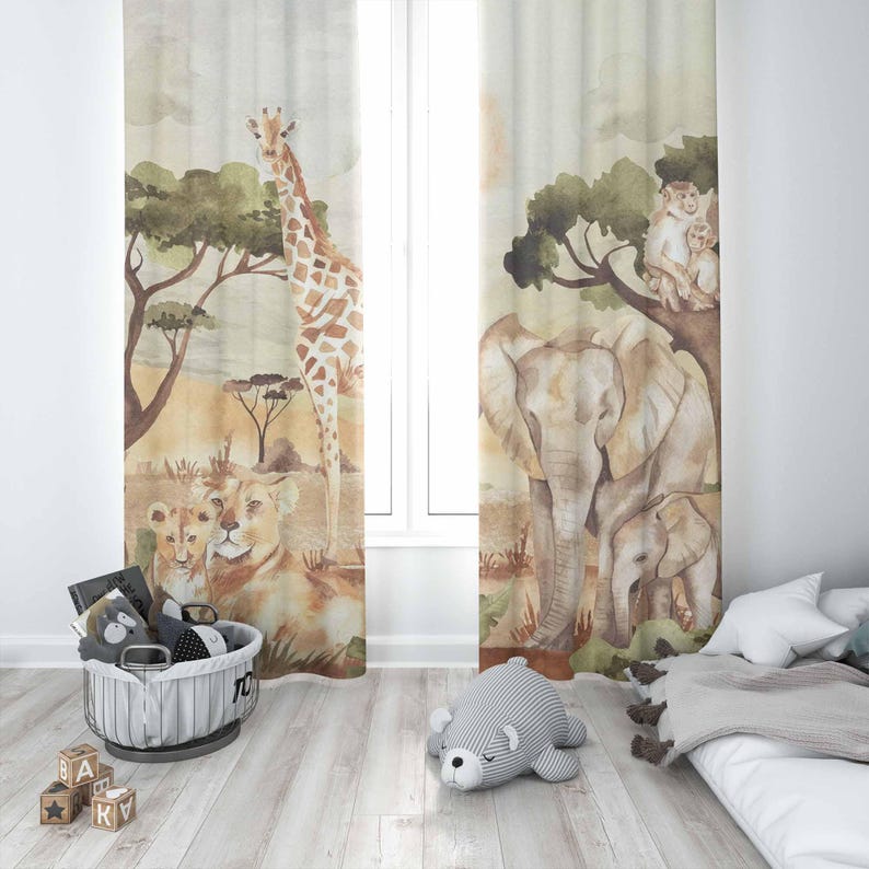 Mom and Baby Curtains Safari A - Baby Nursery Youtube review and price