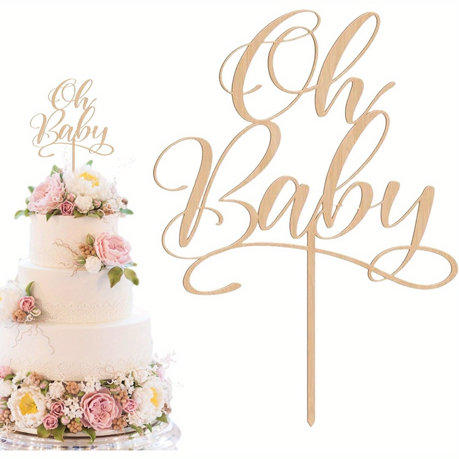 1 pc oh Baby - Wooden Cake Top - Baby Nursery Artwork review and price