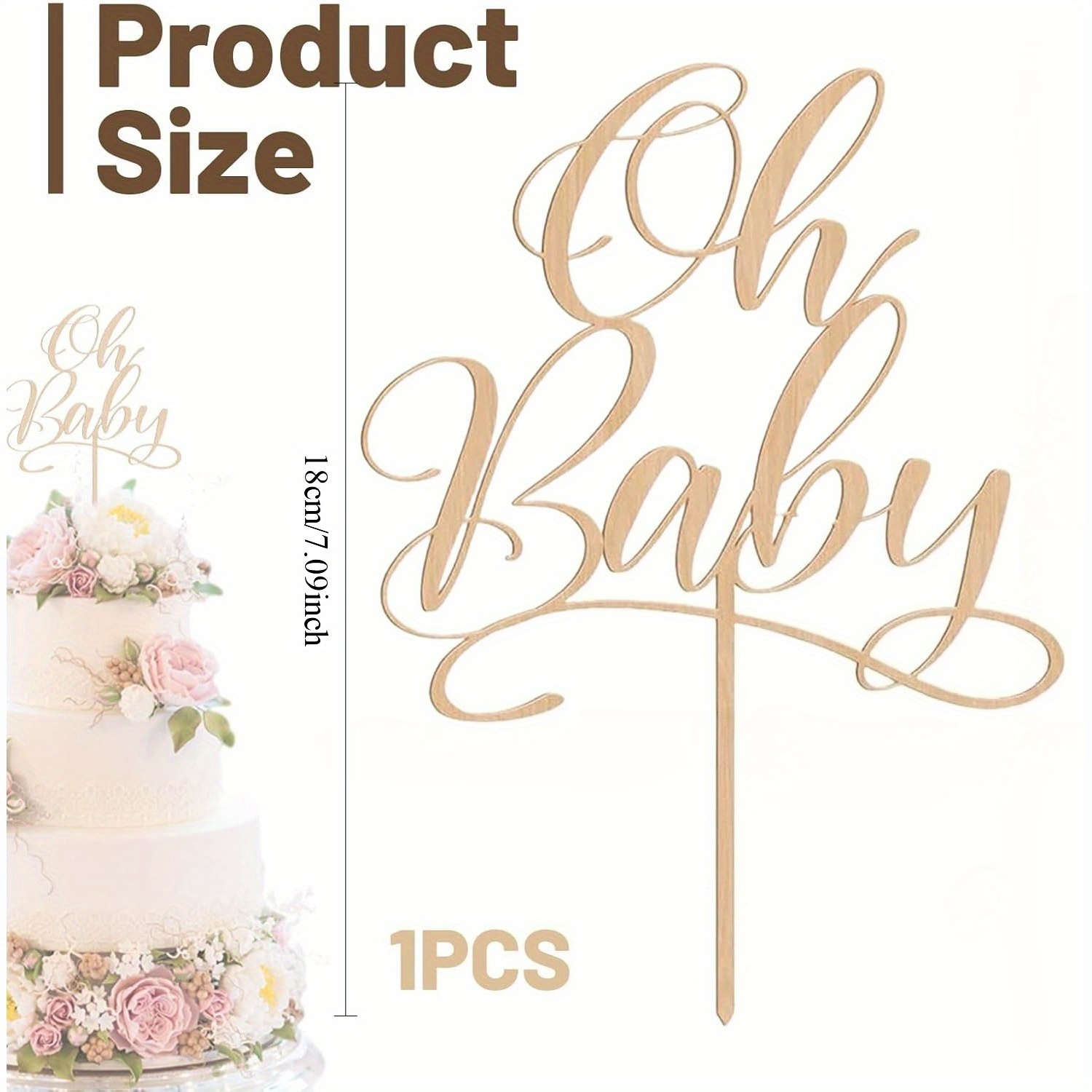 1 pc oh Baby - Wooden Cake Top - Baby Nursery Artwork review and price