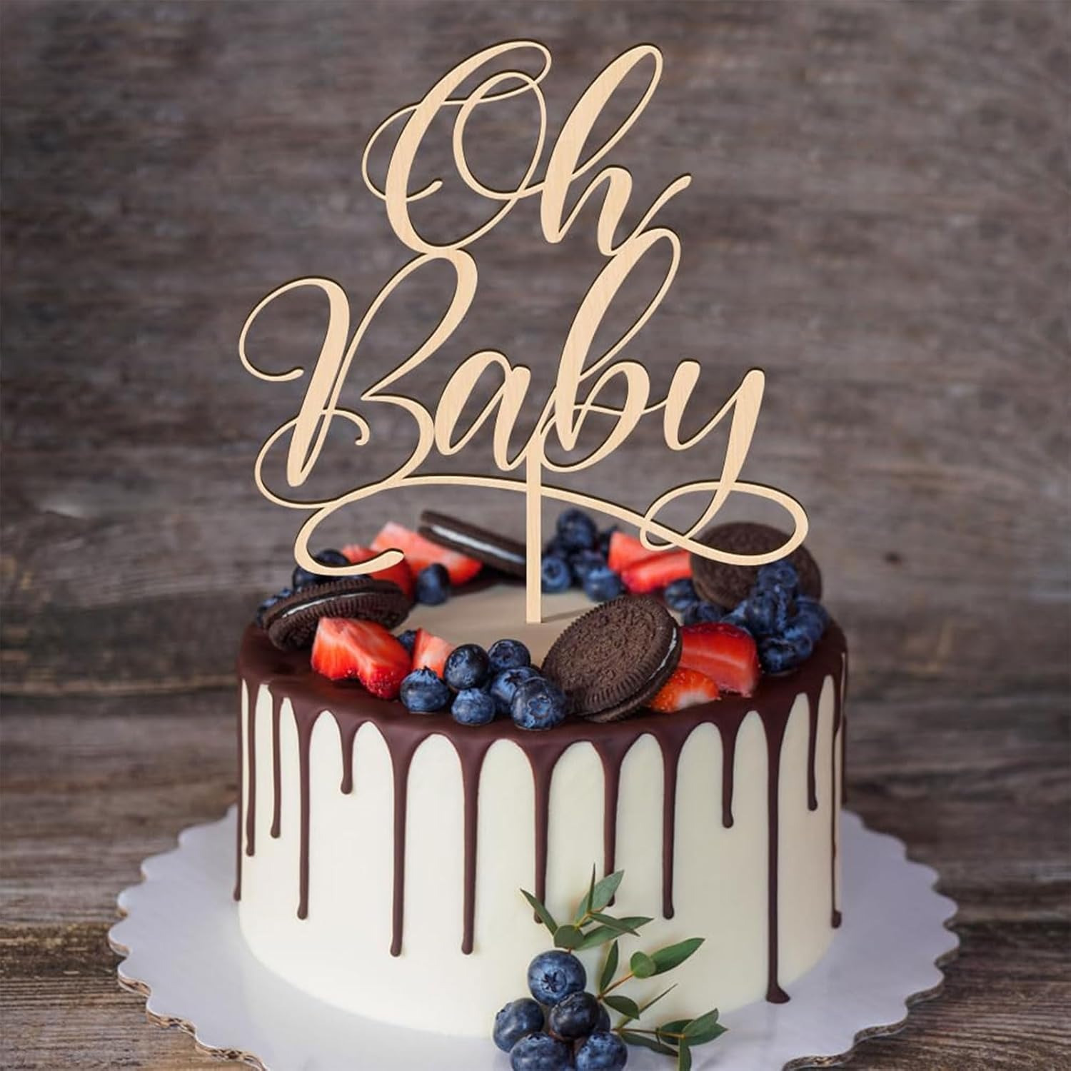 1 pc oh Baby - Wooden Cake Top - Baby Nursery Artwork review and price