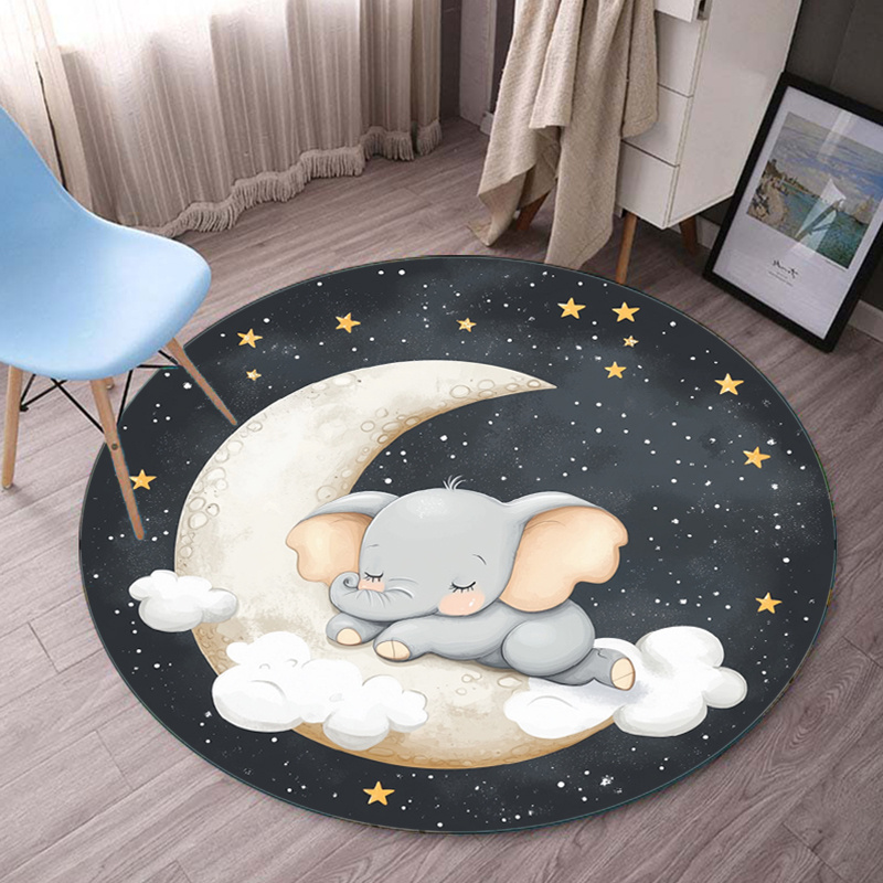 Cute Elephant Moon Stars Round - Baby Nursery Elephant Theme review and price