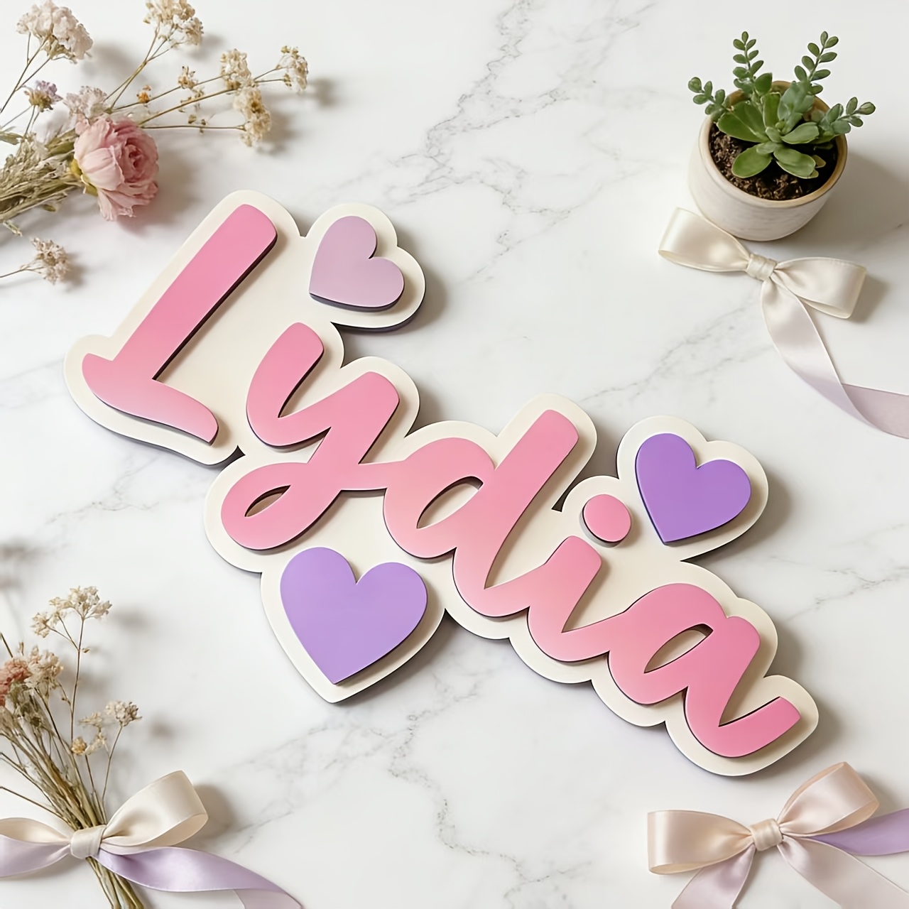 Personalized Gradient Heart Na - Baby Nursery Hanging Decor review and price