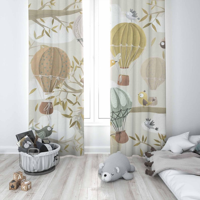 Hot Air Balloon Curtains Bird  - Baby Nursery Youtube review and price