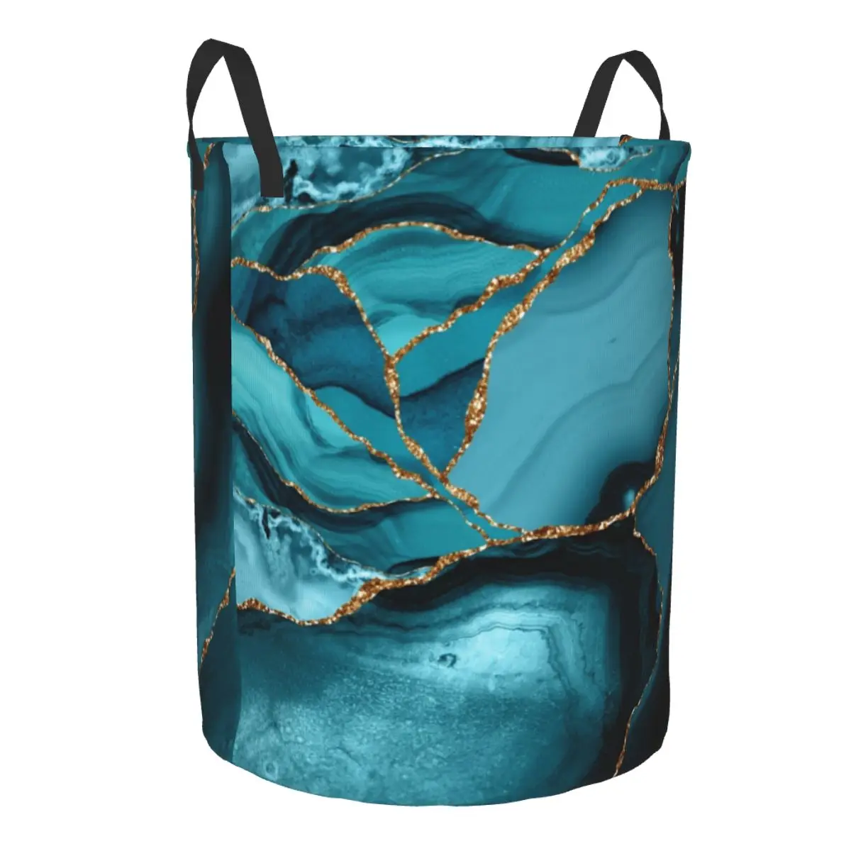 Custom Teal And Gold Marble La - Baby Nursery Laundry Hamper review and price