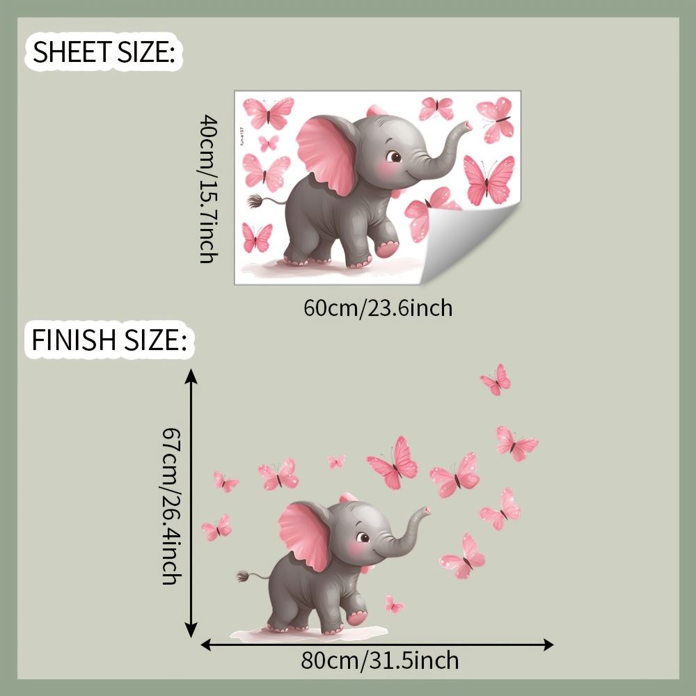 1pc Baby Elephant Butterfly Th - Baby Nursery Elephant Theme review and price