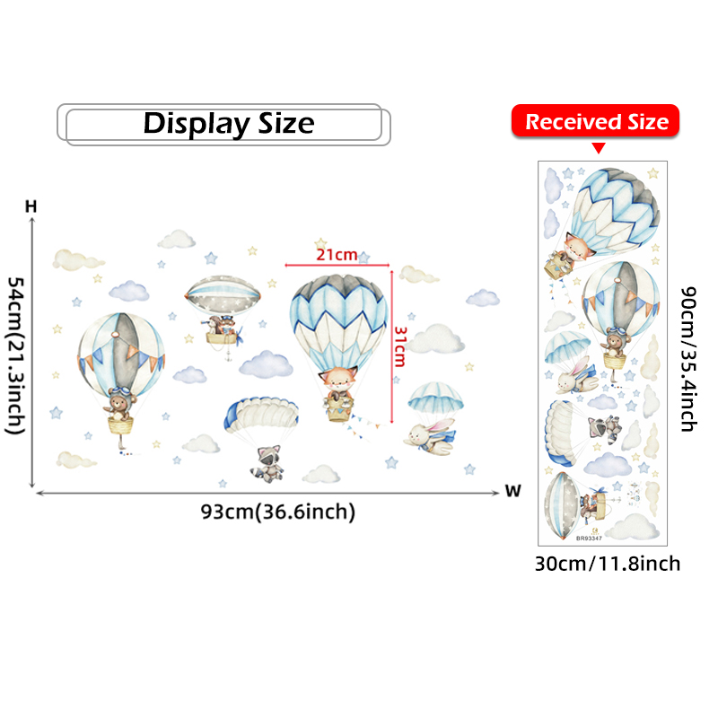 Cartoon Cute Animals Hot Air B - Baby Nursery Artwork review and price