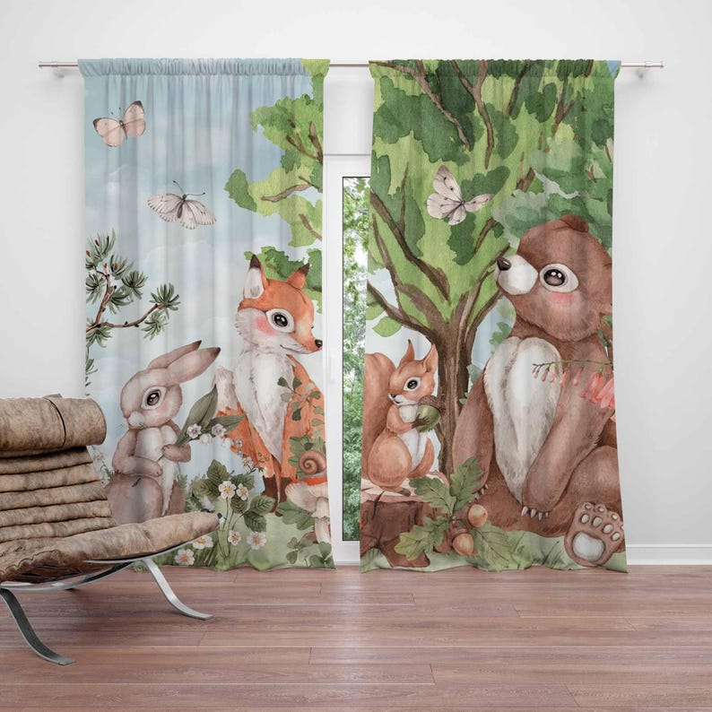 Forest Animals Curtains Kids B - Baby Nursery Youtube review and price