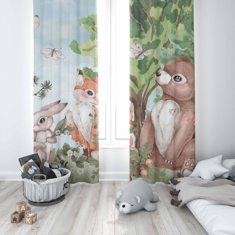 Forest Animals Curtains Kids B - Baby Nursery Youtube review and price