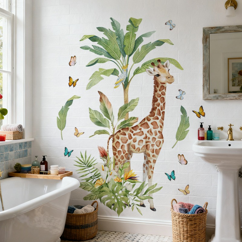Large Forest Animal Giraffe Wa - Baby Nursery Mural Wallpaper review and price