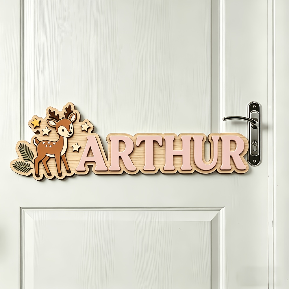 Custom Deer & Star Wooden Name - Baby Nursery Hanging Decor review and price