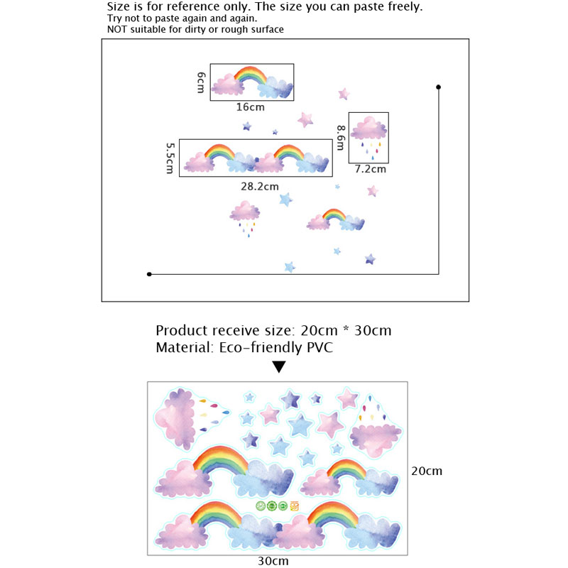 Cartoon Cloud Rainbow Wall Sti - Baby Nursery Mural Wallpaper review and price