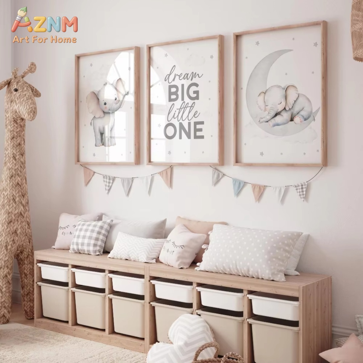 AZNM Elephant Nursery Print Se - Baby Nursery Elephant Theme review and price