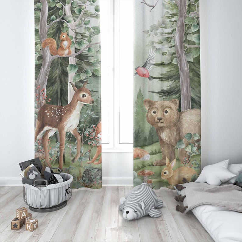 Woodland Animals Curtains Kids - Baby Nursery Youtube review and price