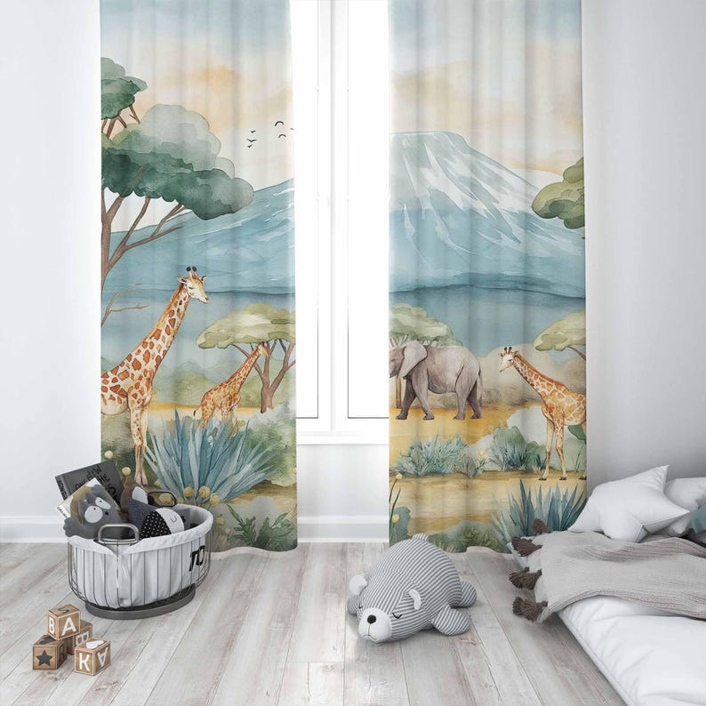 Safari Animals Kids Curtains B - Baby Nursery Youtube review and price