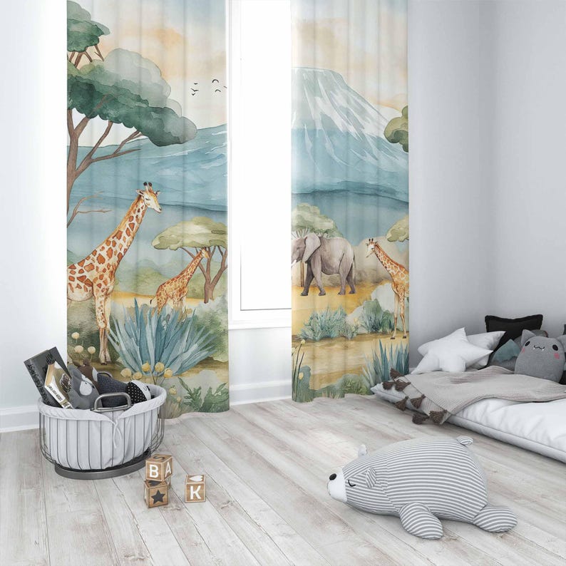 Safari Animals Kids Curtains B - Baby Nursery Youtube review and price