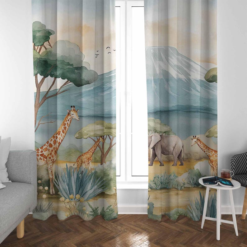 Safari Animals Kids Curtains B - Baby Nursery Youtube review and price