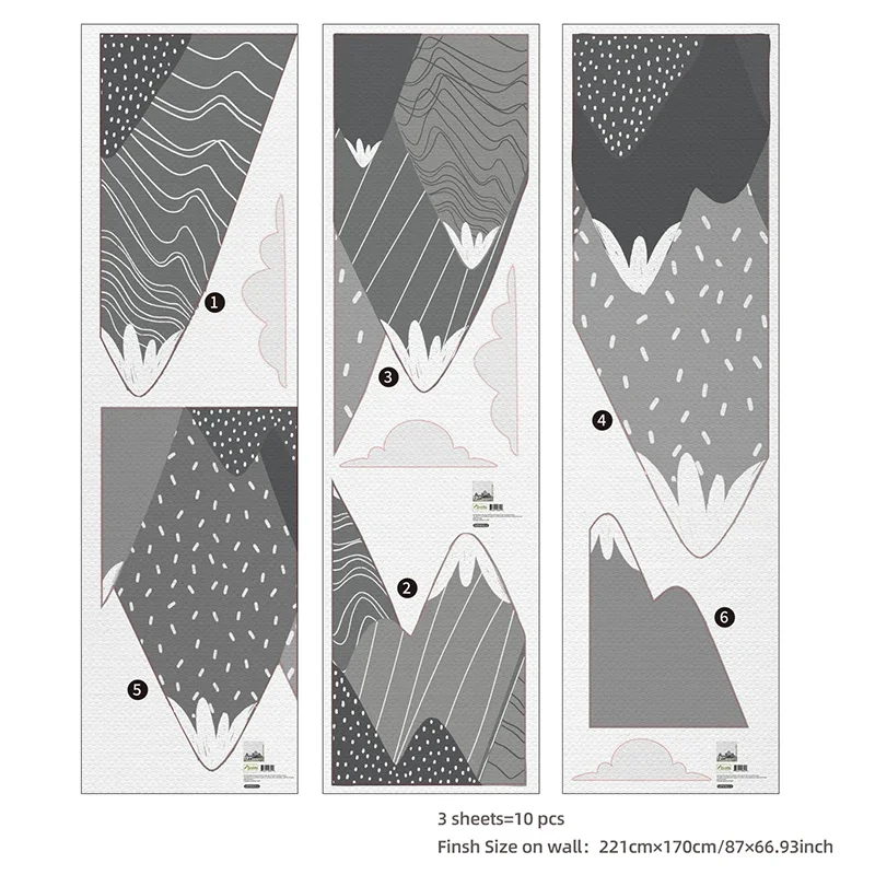 Boho Grey Mountains Wallpaper  - Baby Nursery Mural Wallpaper review and price