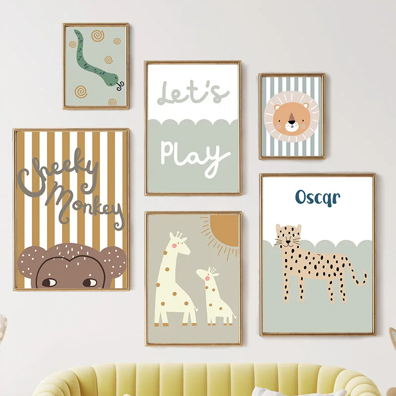 Cartoon Giraffe Leopard Lion M - Baby Nursery Prints review and price