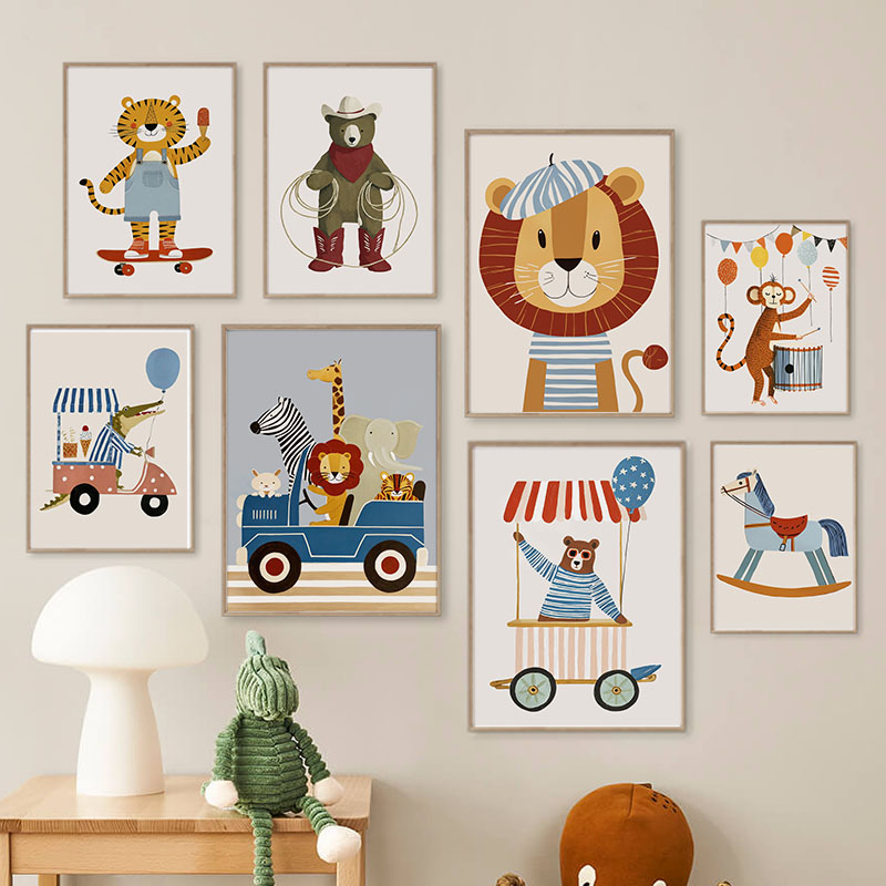 Funny Cartoon Animal Car Ballo - Baby Nursery Artwork review and price