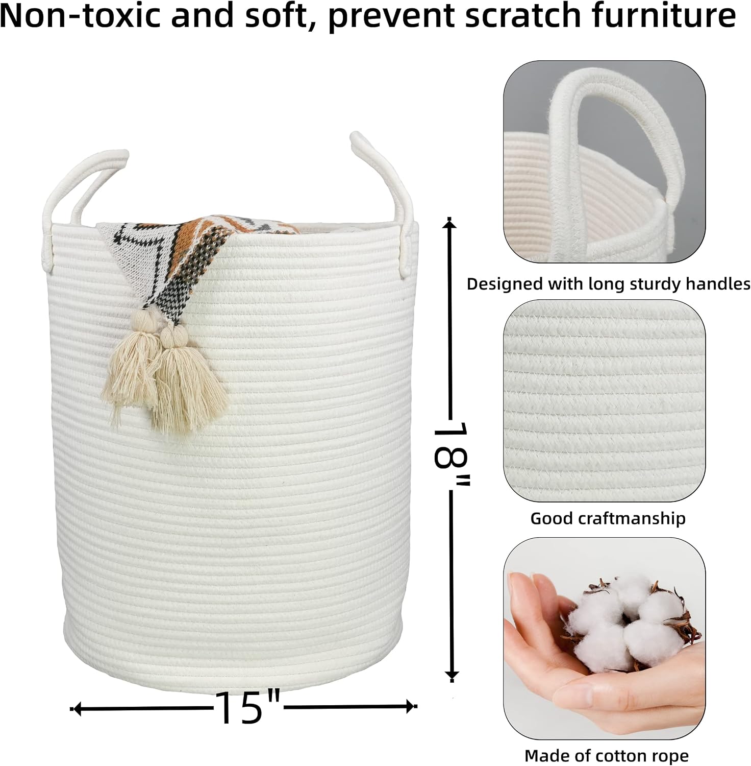 Cotton Rope Laundry Basket Ham - Baby Nursery Laundry Hamper review and price