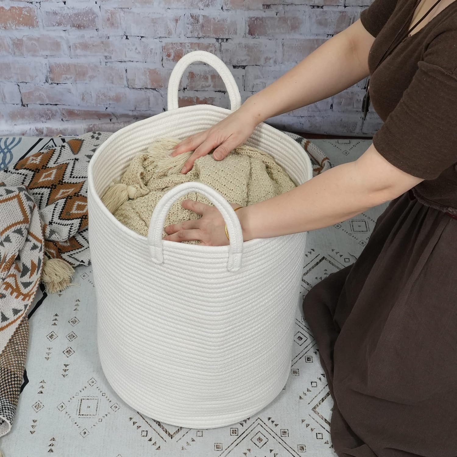 Cotton Rope Laundry Basket Ham - Baby Nursery Laundry Hamper review and price