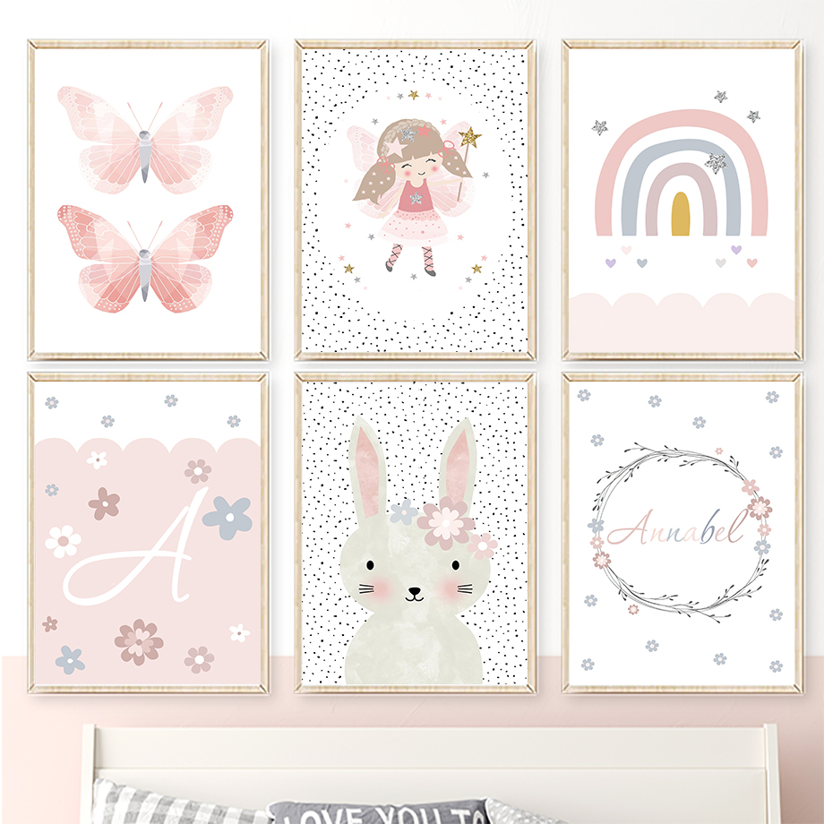 Cute Girl Rabbit Flower Butter - Baby Nursery Artwork review and price