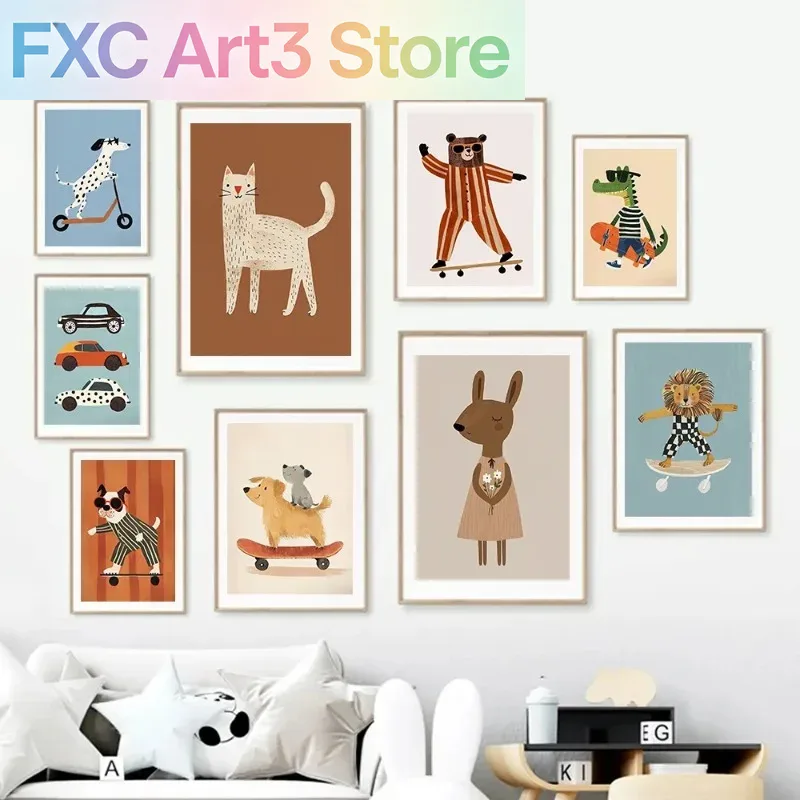 1pc frameless Funny Animals Ra - Baby Nursery Prints review and price