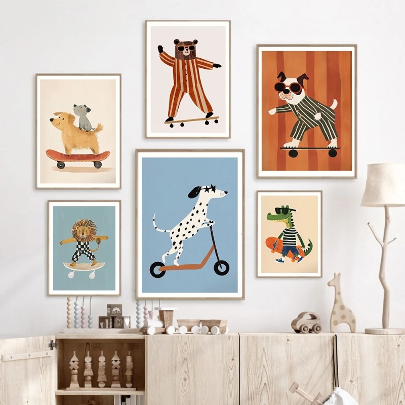 1pc frameless Funny Animals Ra - Baby Nursery Prints review and price