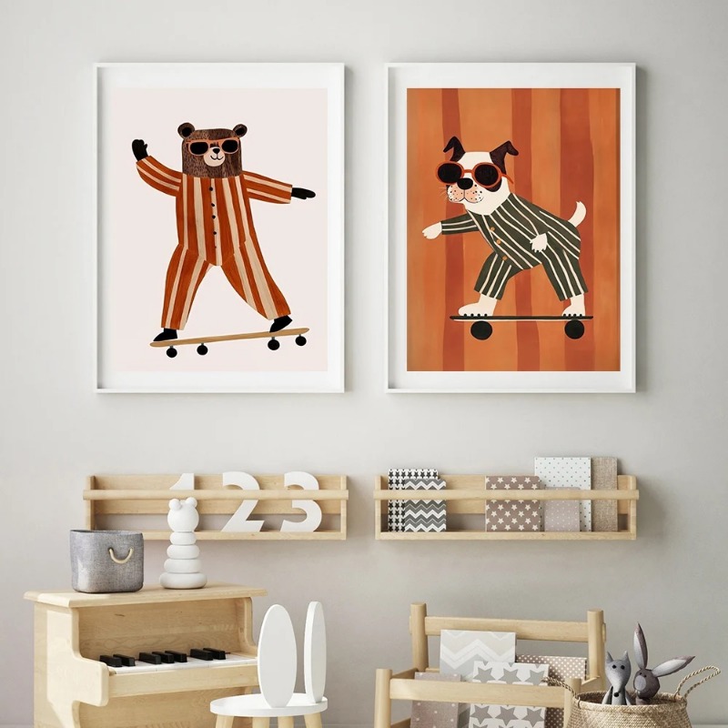 1pc frameless Funny Animals Ra - Baby Nursery Prints review and price