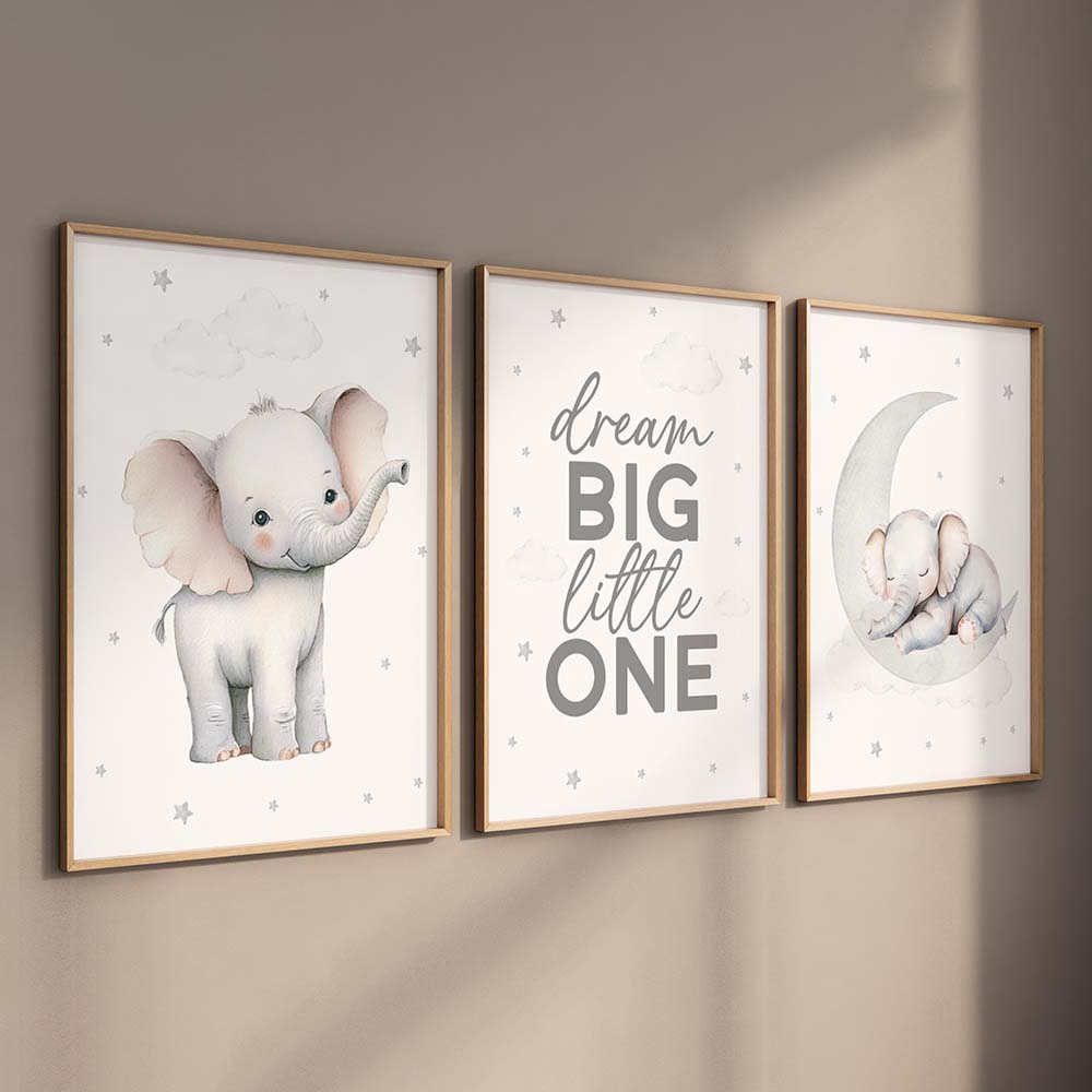 Elephant Nursery Print Set Neu - Baby Nursery Elephant Theme review and price
