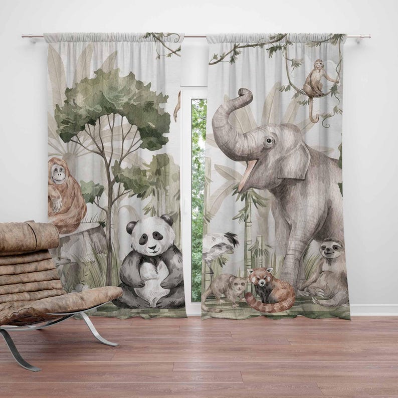 Safari Animals Curtains Kids B - Baby Nursery Youtube review and price