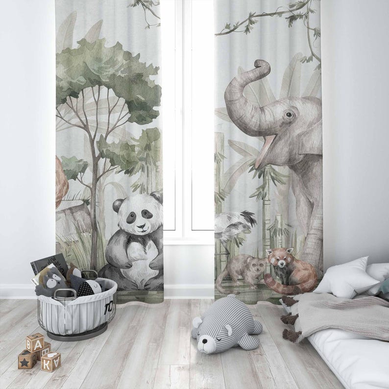 Safari Animals Curtains Kids B - Baby Nursery Youtube review and price