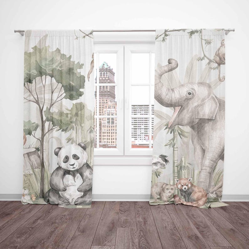 Safari Animals Curtains Kids B - Baby Nursery Youtube review and price