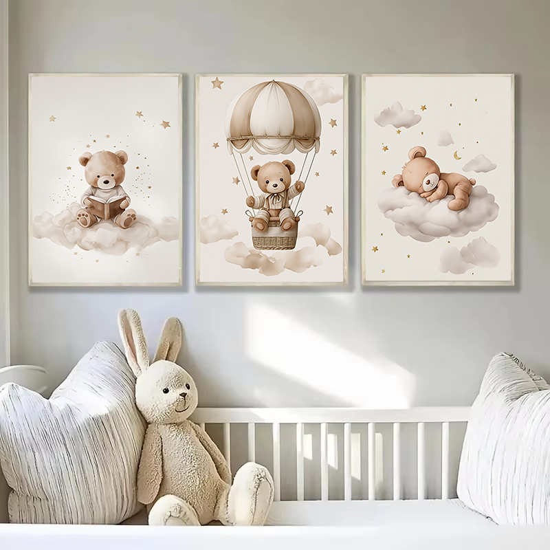 3pcs/set Bohemian Teddy Bear A - Baby Nursery Artwork review and price
